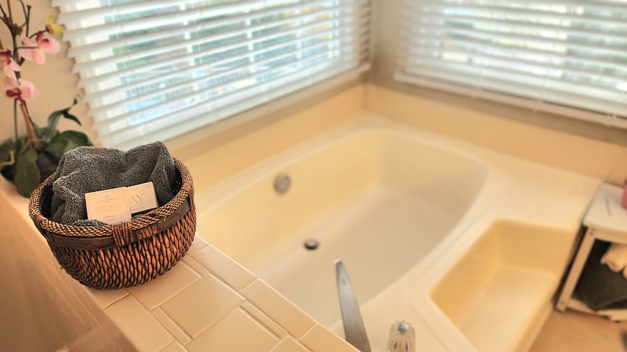 Master Bath overlooking poolside