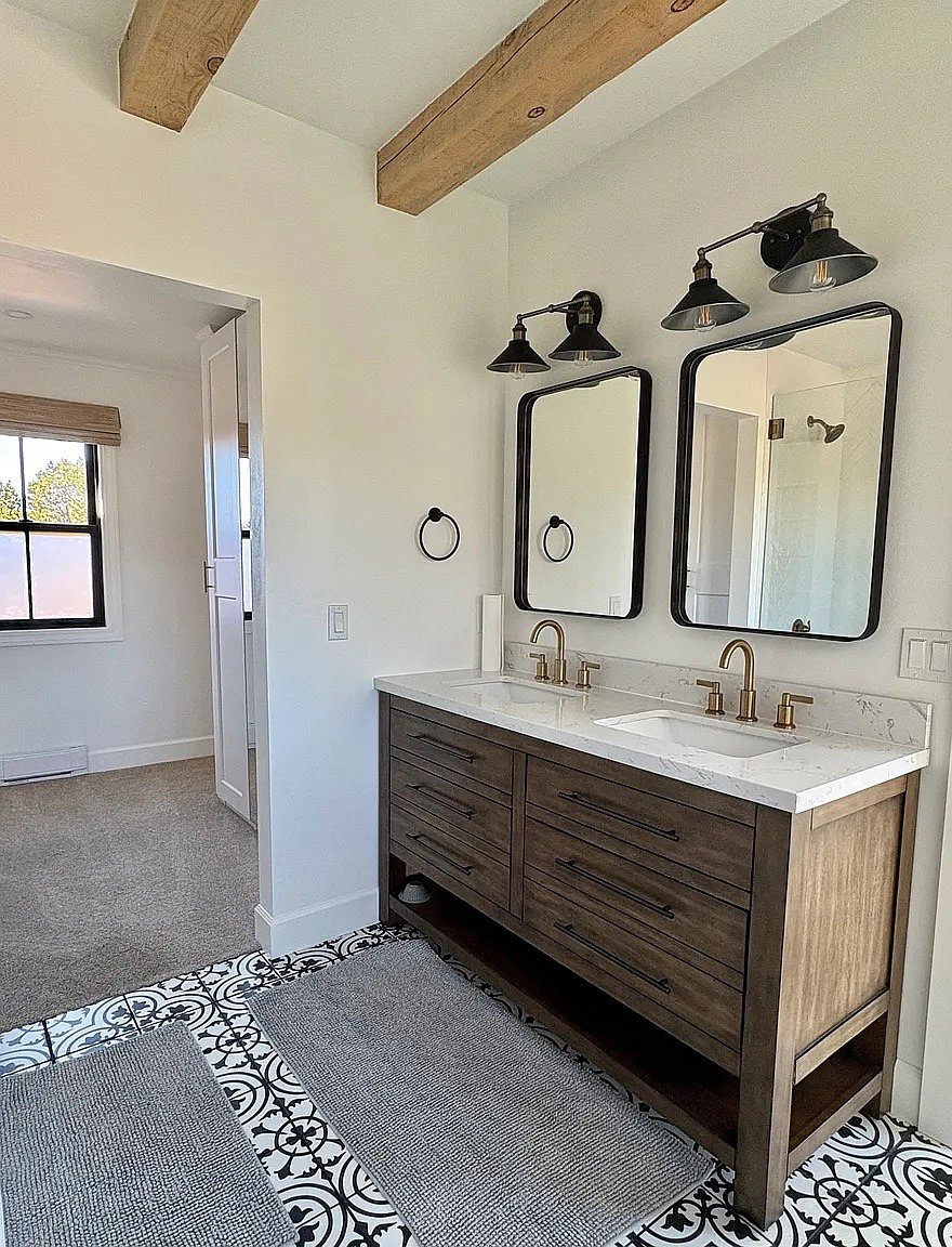 Primary bathroom and closet in the background
