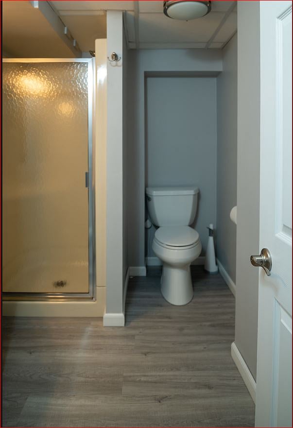Garden level bathroom with shower