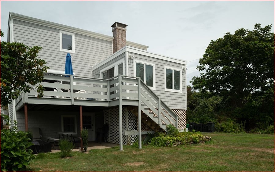 Large private rear deck accessible from from main floor office/den and bedroom