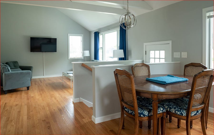 Main floor TV room viewed from eat-in-kitchen