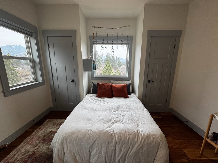 Secondary bedroom can be set up with a queen sized air mattress and foam topper.