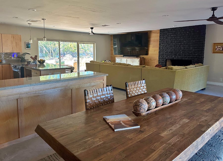 Open great room with dining area