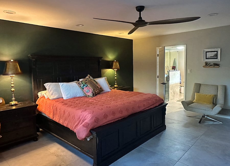 King bed in master bedroom
