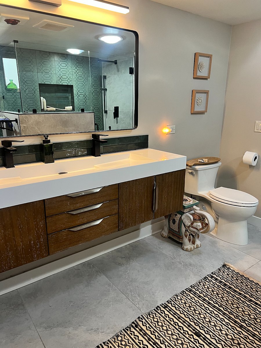 Master bathroom sink and mirror