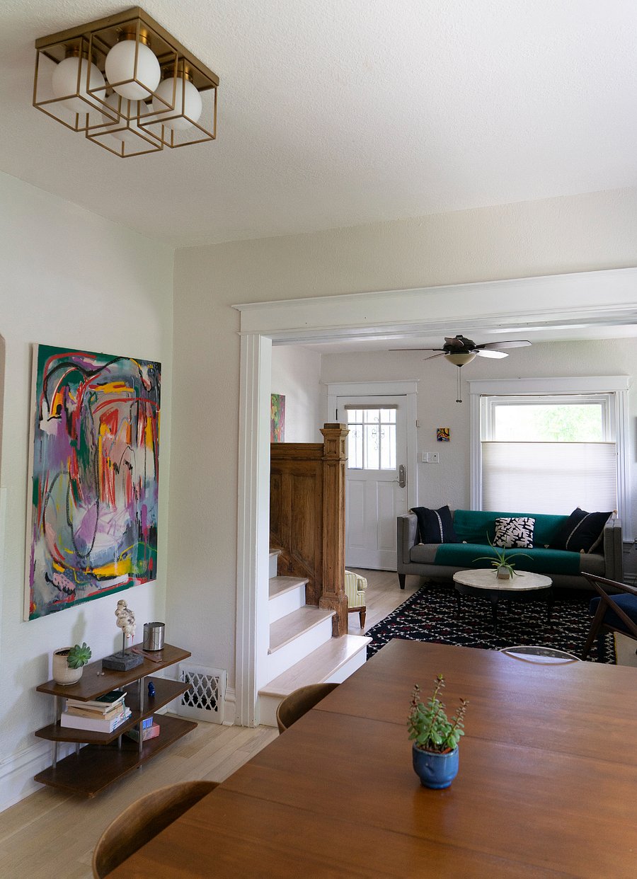 View of the living room from the dining room.