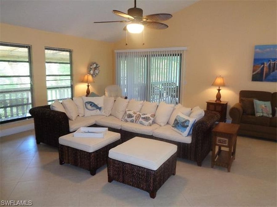 Living room looking toward the back porch.