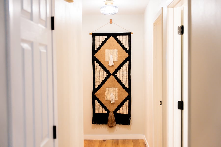 Hallway leading to the bedrooms and bathroom