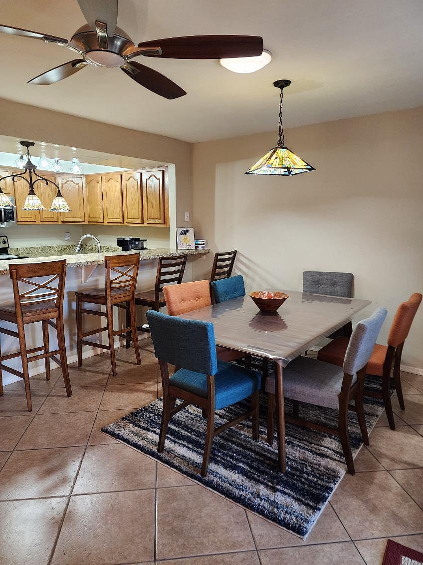 Dining room with breakfast bar.