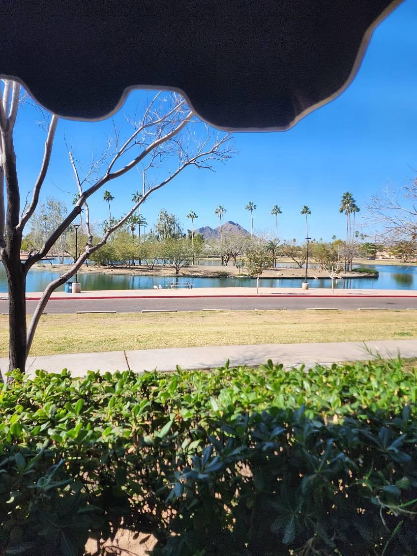 Our view of Chaparral Park and Camelback Mountain from living room.