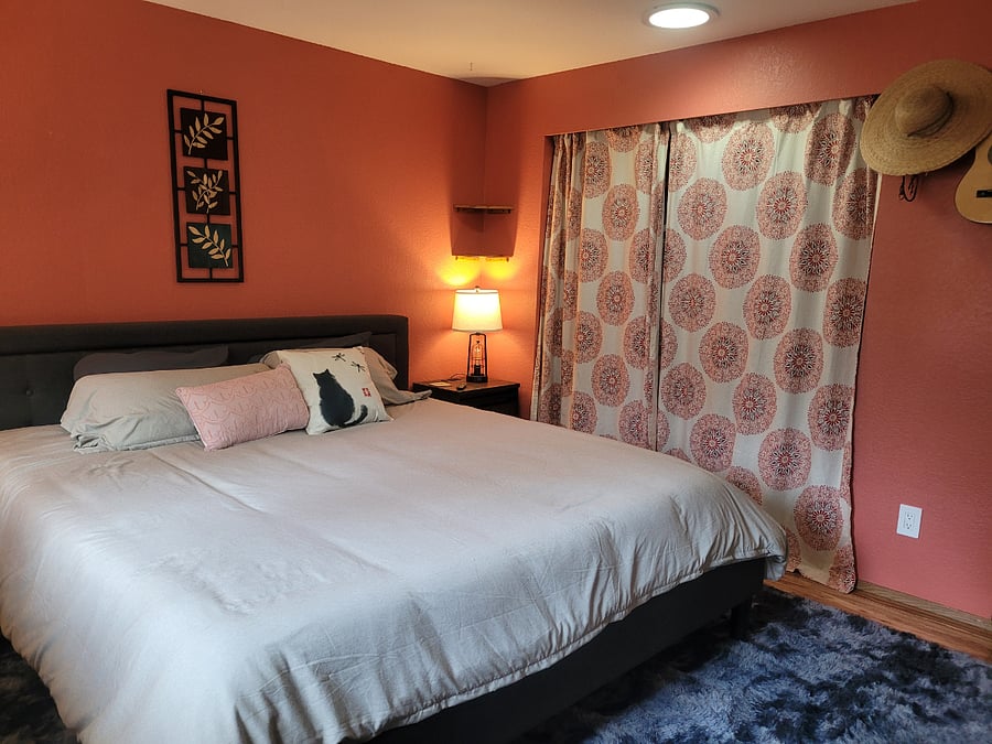 Primary bedroom with cozy king bed