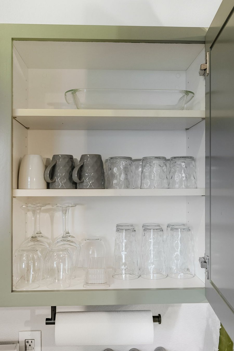Fully stocked with glassware, mugs, and everything you need for coffee, wine/cocktails, or everyday use.