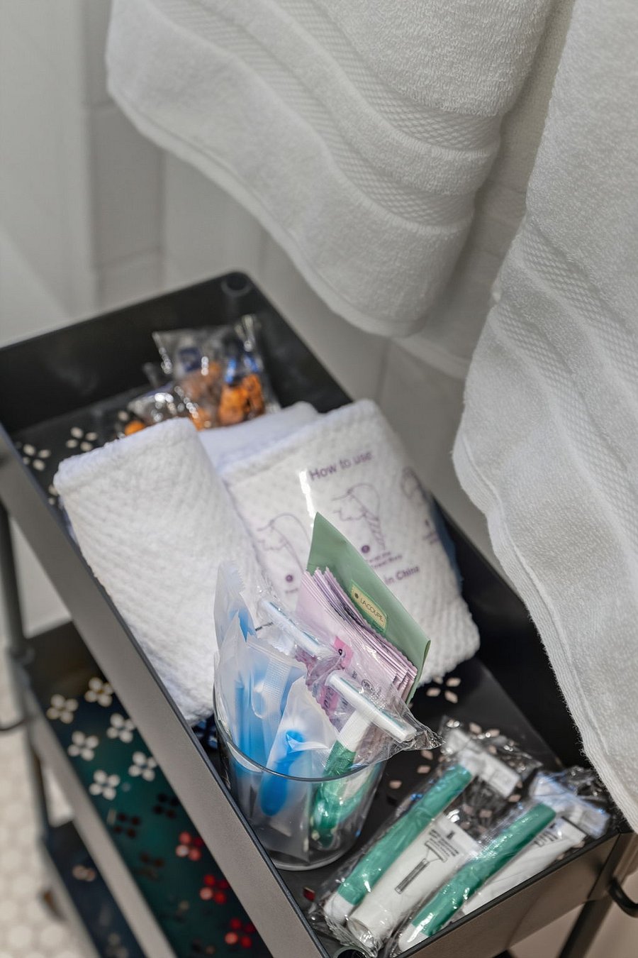 Includes quick-dry no fuss, hair wrap towels for added convenience.