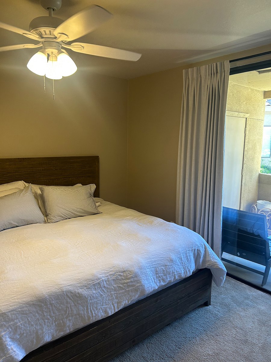 Master bedroom with beautiful king sized bed with quality linens