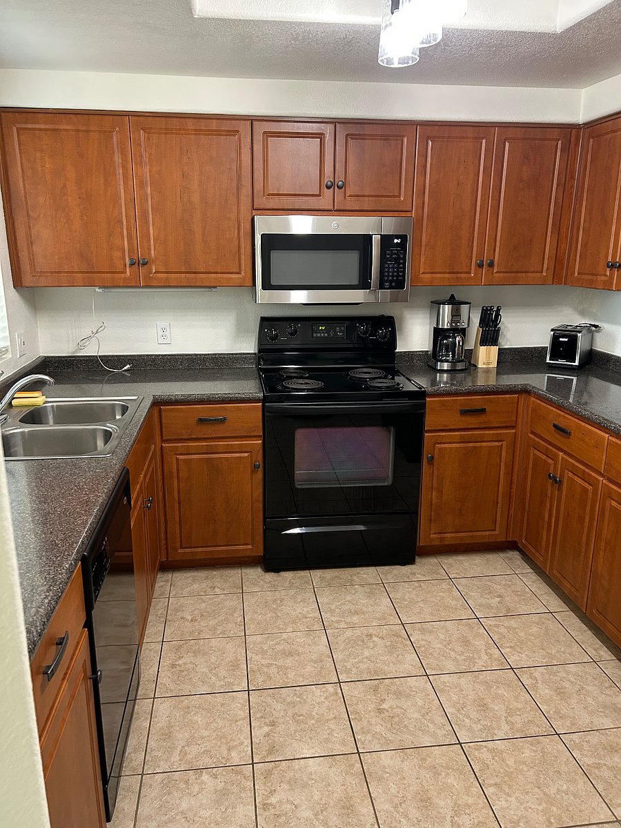 Kitchen with view of mountains 