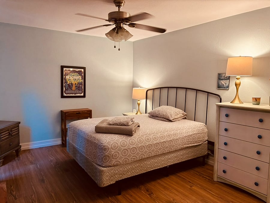 Queen room has private walk-out patio also.