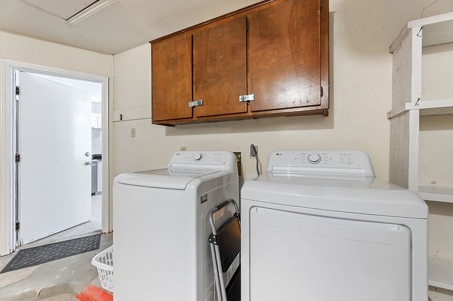 Onsite laundry in garage
