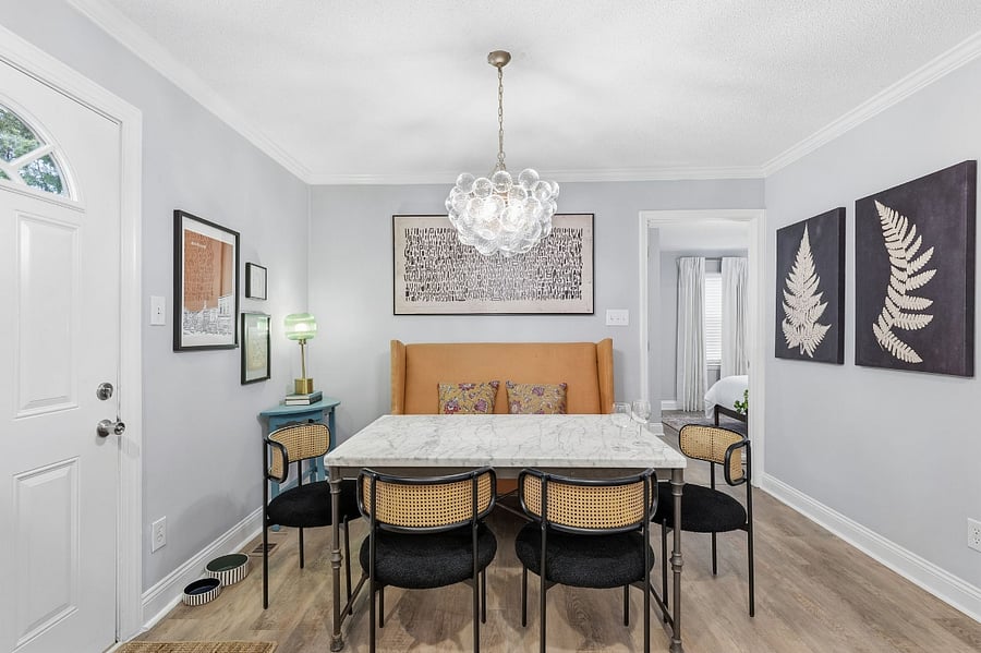 Dining rooms is just off kitchen