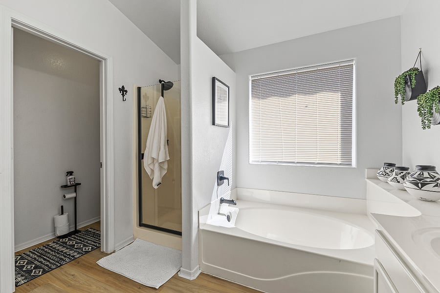 shower and tub in both bathrooms