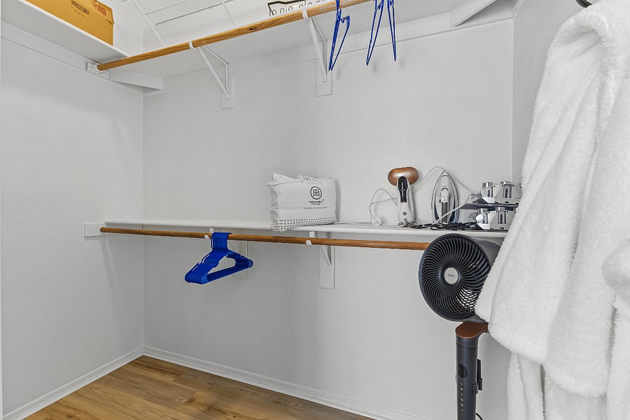 master closet with steamer and iron available 