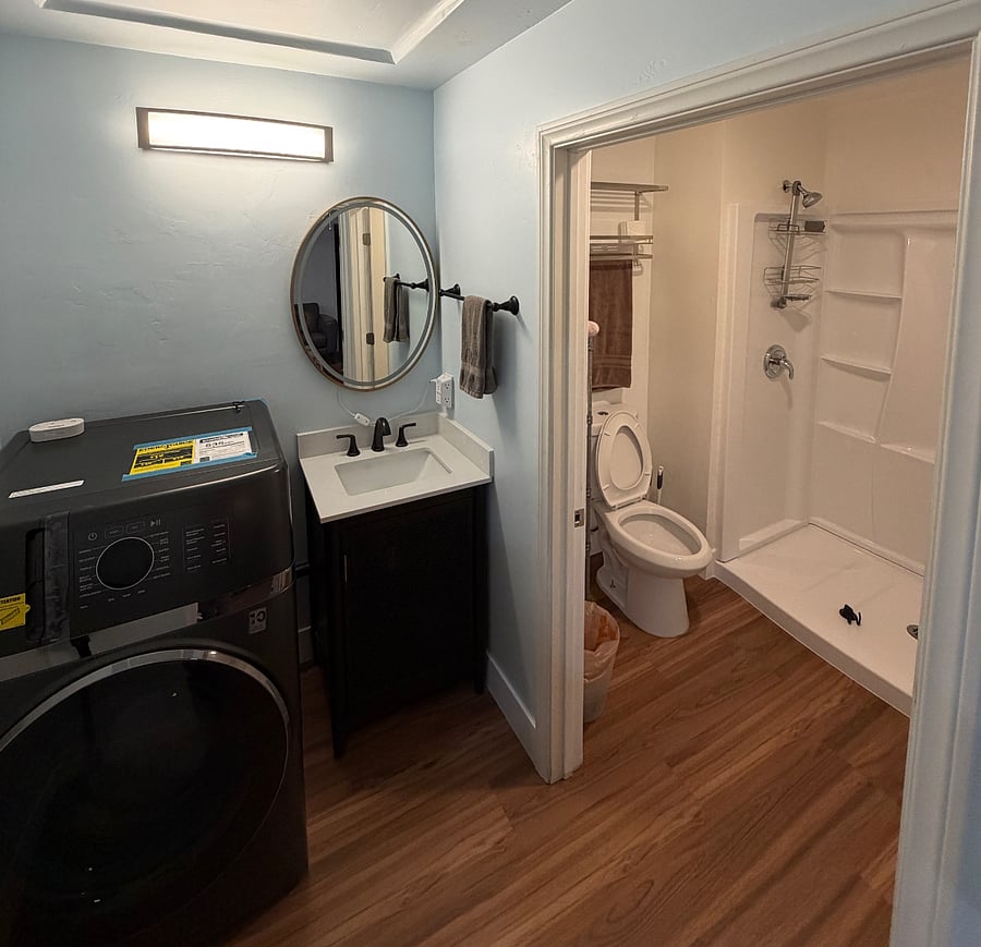 Shared bathroom and laundry room - All in One laundry machine
