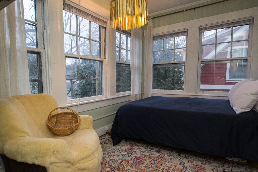 light and bright sleeping area off of kitchen