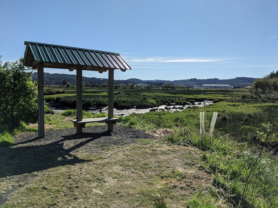 Rest area at the Millicoma trail around the estuary about 1.5 miles away