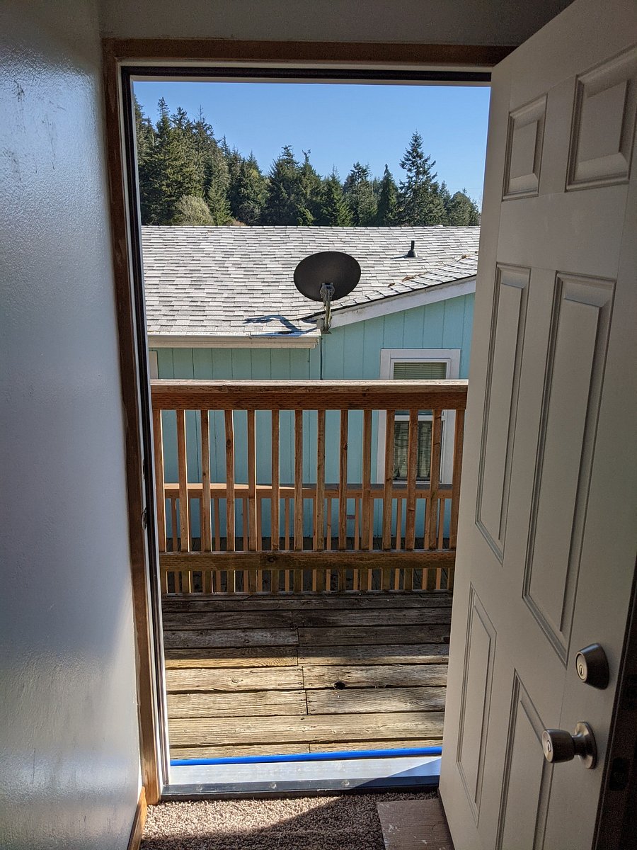 View to the rear deck from inside