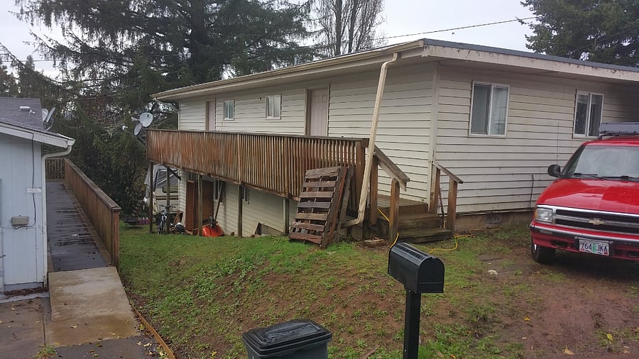 Rear deck entry to the apartments