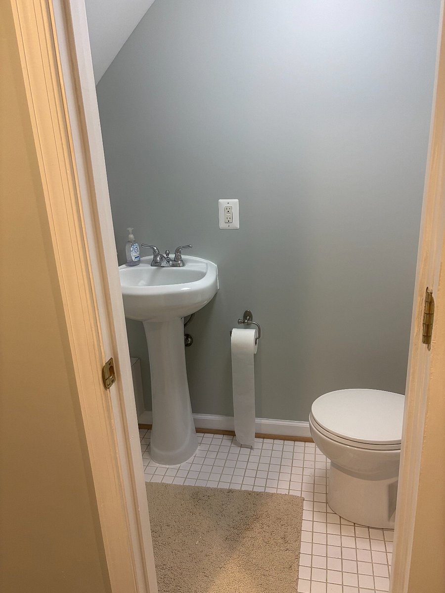 Powder room with sink and toilet.