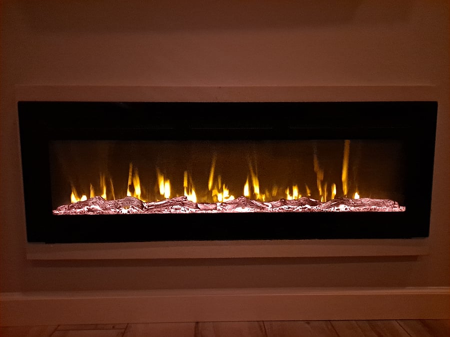 Electric fireplace with customizable lighting (Heat Optional).