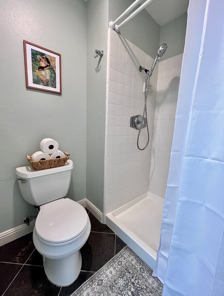 Spa-like rainfall showerhead for a relaxing experience.