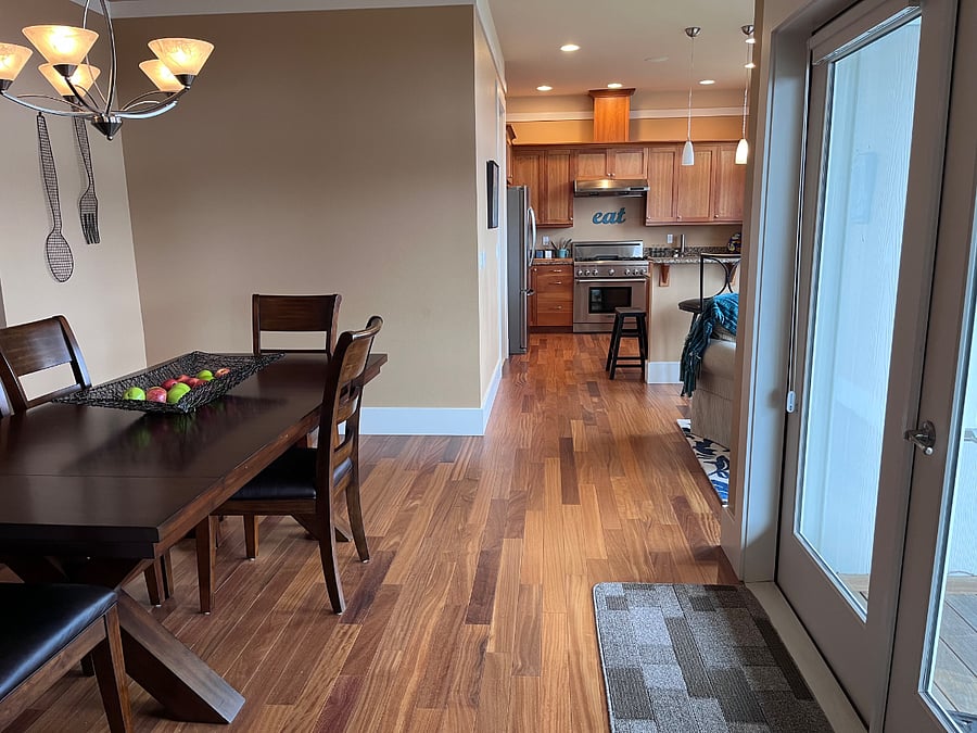 View from living area, dining room, reading nook and kitchen, main level