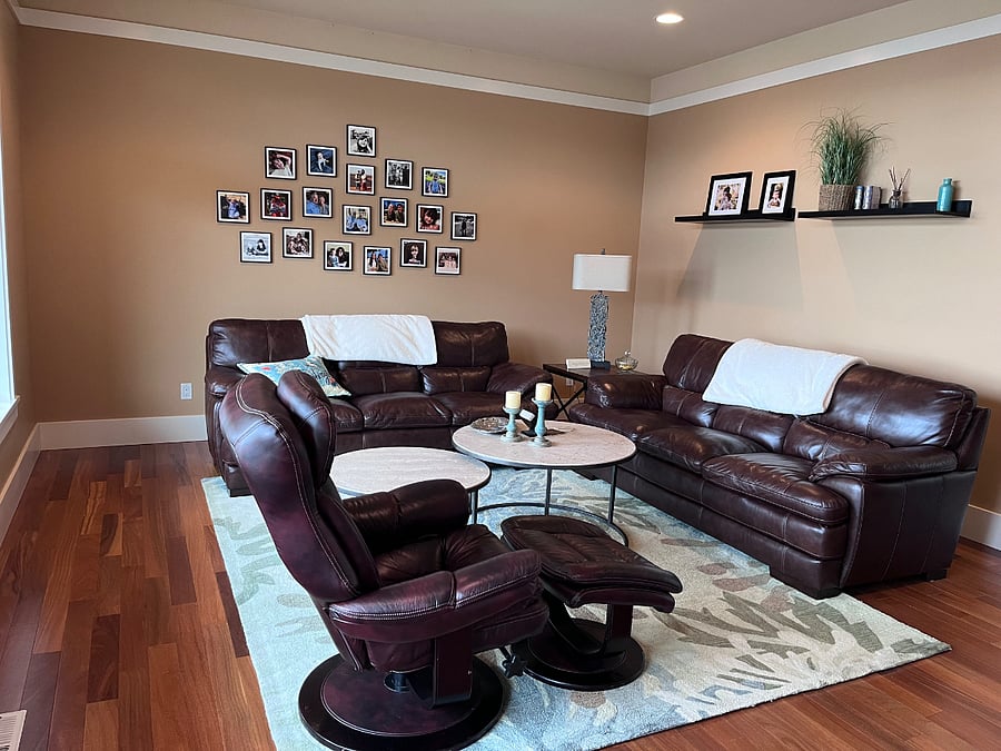 Living area with ocean view, main level