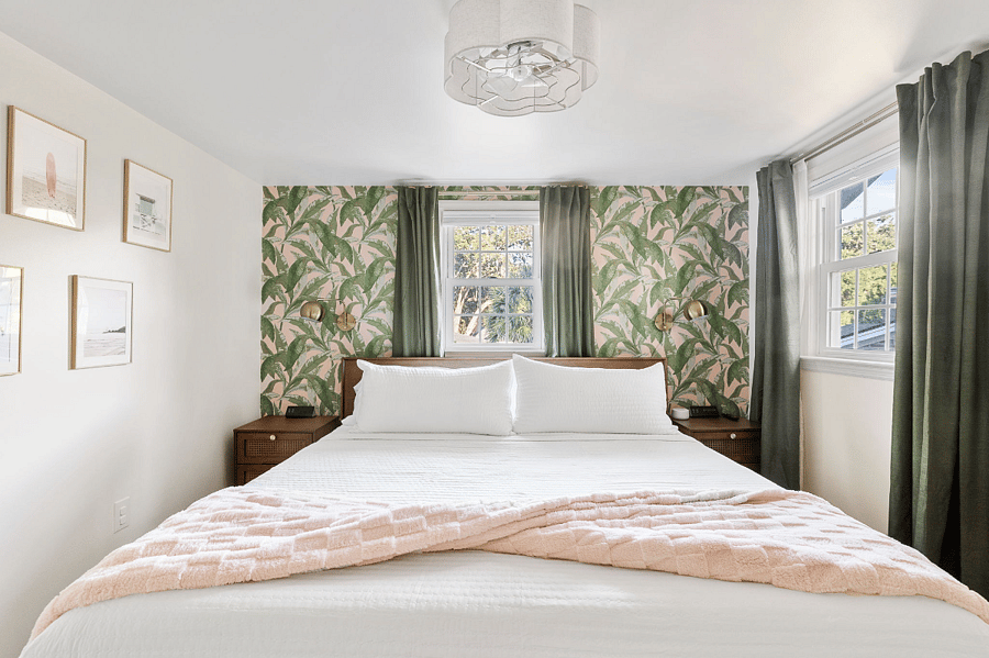 Upstairs corner king has fantastic natural light in the mornings, but blackout shades until you are ready to see the light.