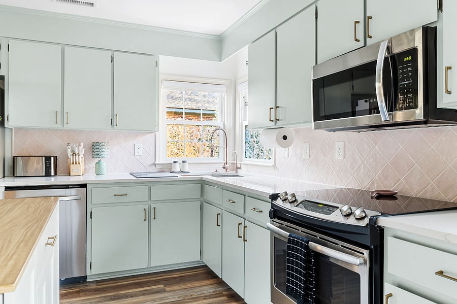 Corner sink with natural light all day!