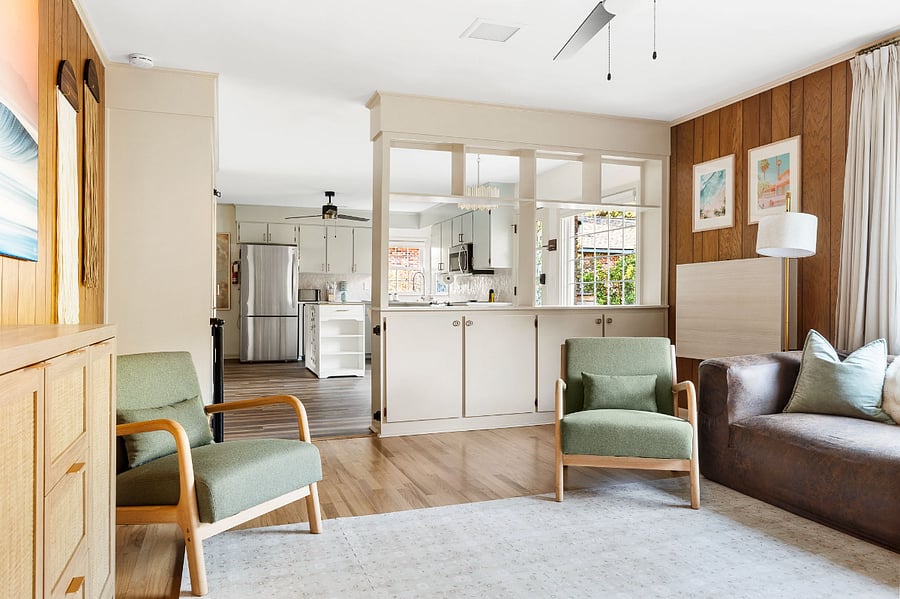 Open floor plan. This side of the house gets the morning light and the living room side gets the evening light.