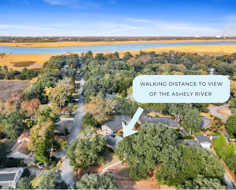 The house is located in a neighborhood where you can walk a few blocks and catch a view of the river. Depending on the wind direction, you can sometimes smell the saltwater of the ocean.
