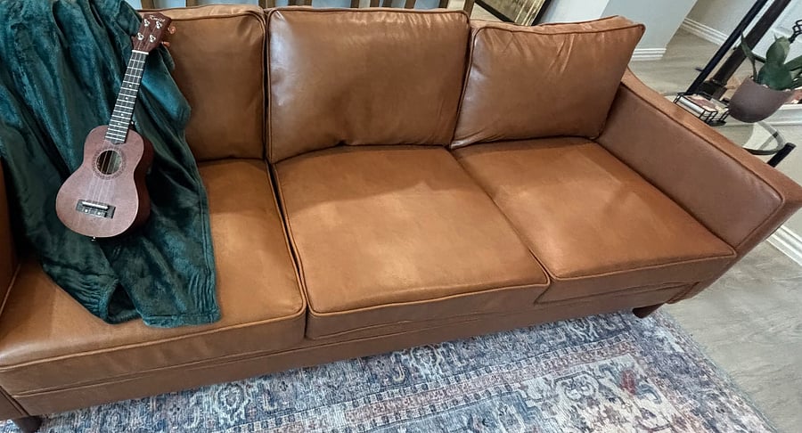 New comfortable vegan leather couch.