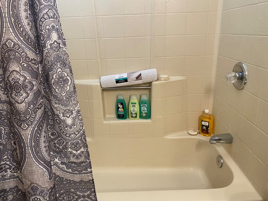 Shampoo, Conditioner, Body Wash, Bubble Bath, Soap and Bathtub Mat Included
