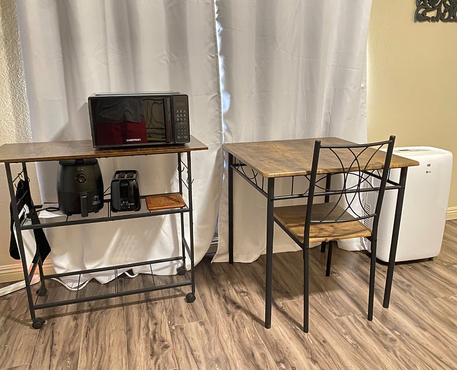 Portable Air Conditioner, Microwave Oven, Air Fryer and Toaster Provided