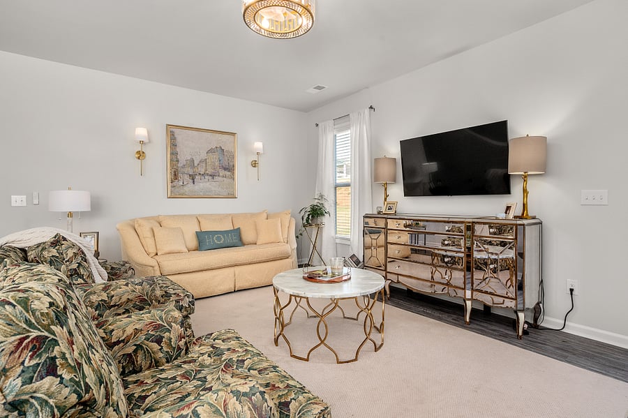 Living room will be configured with updated with furnishings