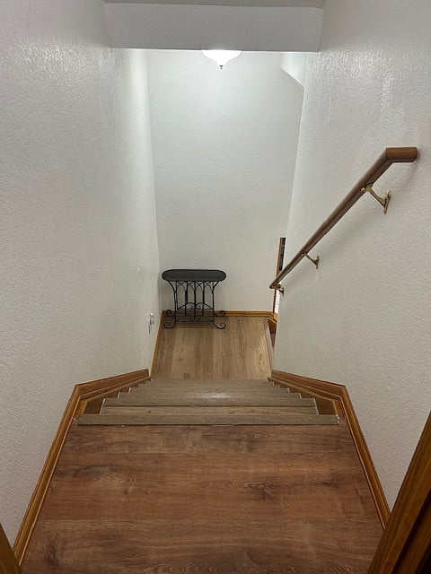 Stairs down to the cozy basement apartment