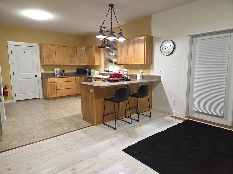 View of kitchen from living room