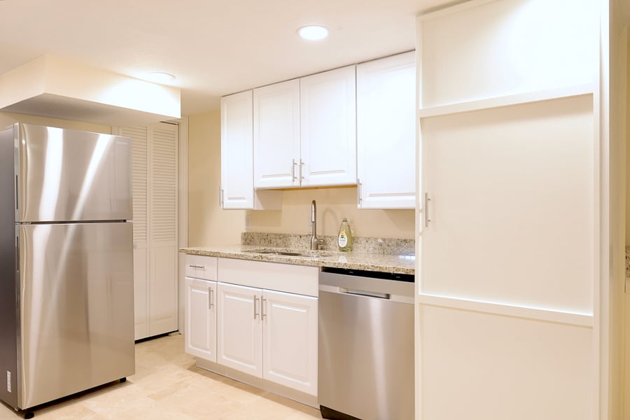 Full kitchen with everything needed to cook, bake, and make coffee or tea.