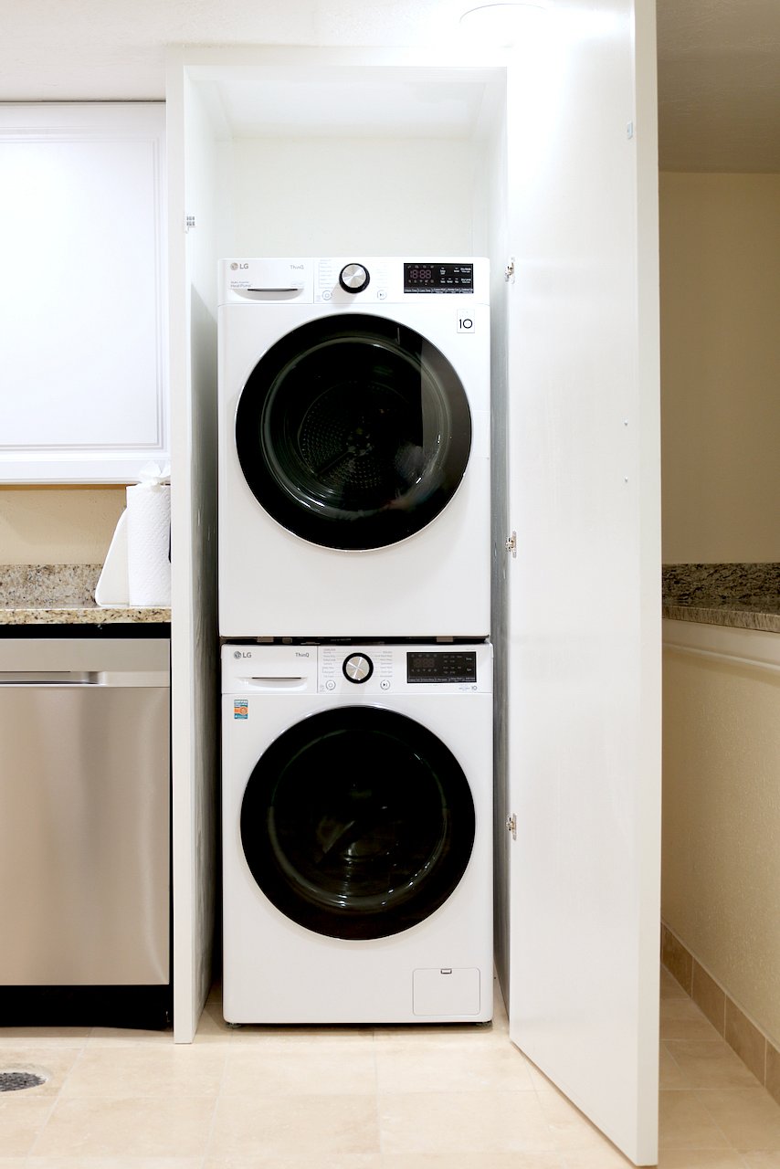 Efficient washer and ventless dryer. 