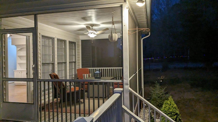 Night view of porch