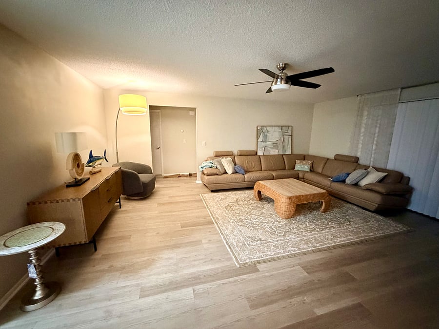 The living room with a separate reading area.