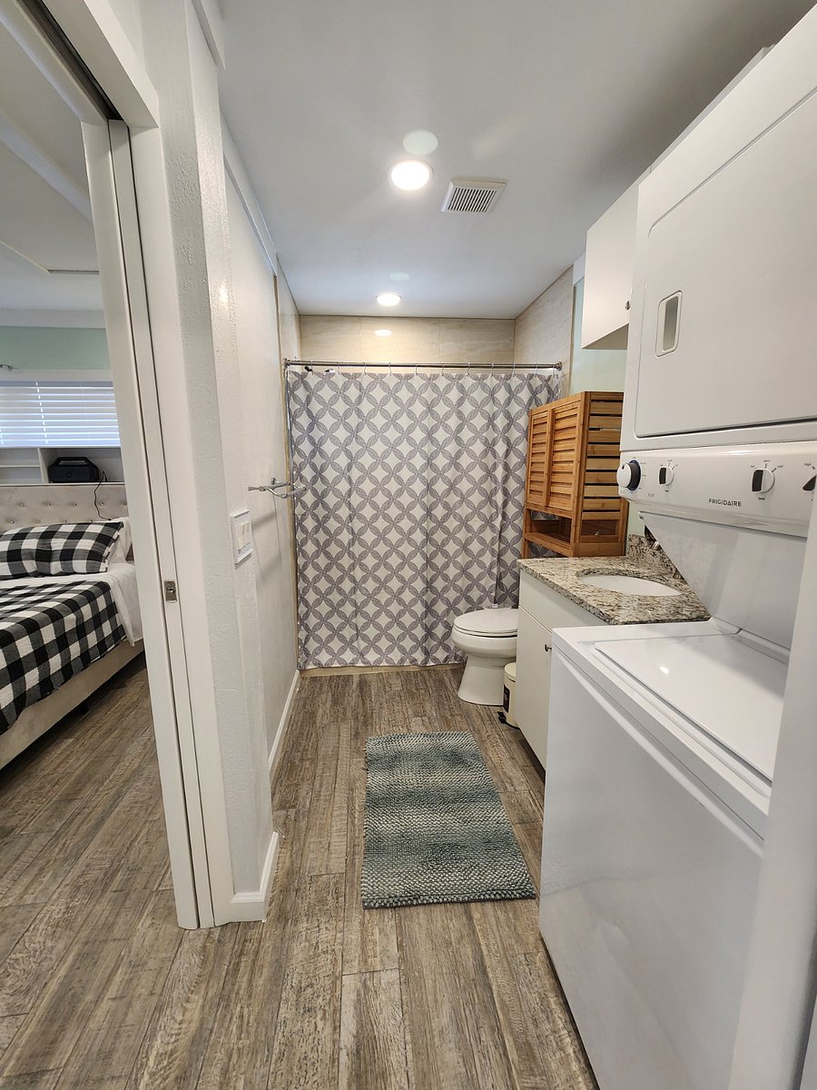 Looking into the bathroom.