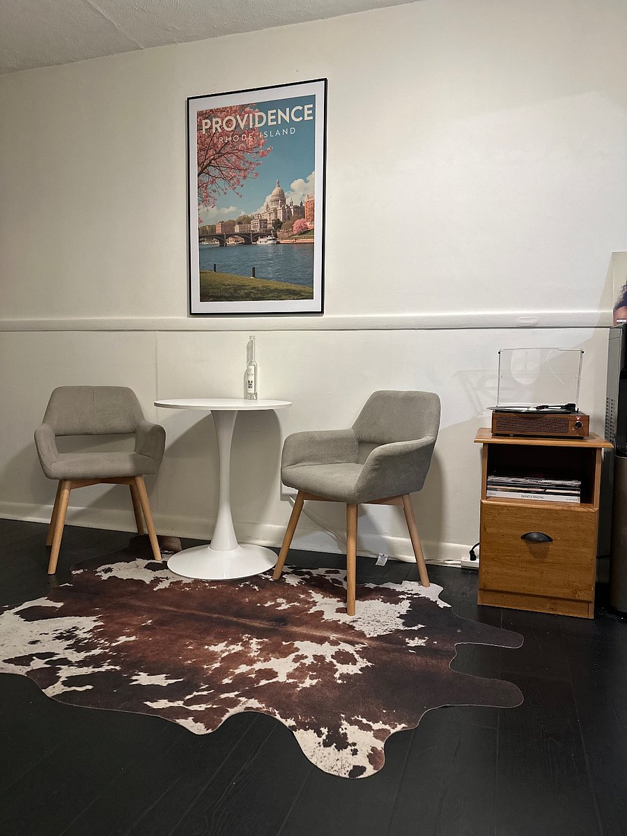 Parlor with dining, coffee/tea station, water machine and record player